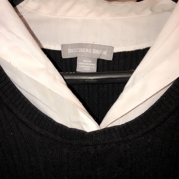 {3/$20} Office black sweater white dress shirt - Picture 3 of 4